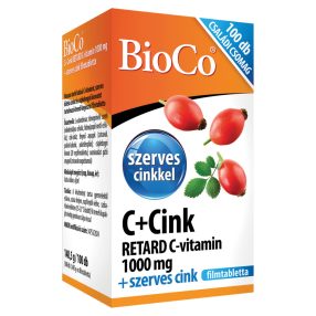   BioCo C+Cink Retard C-vitamin 1000 mg + Szerves cink Családi csomag filmtabletta 100 db